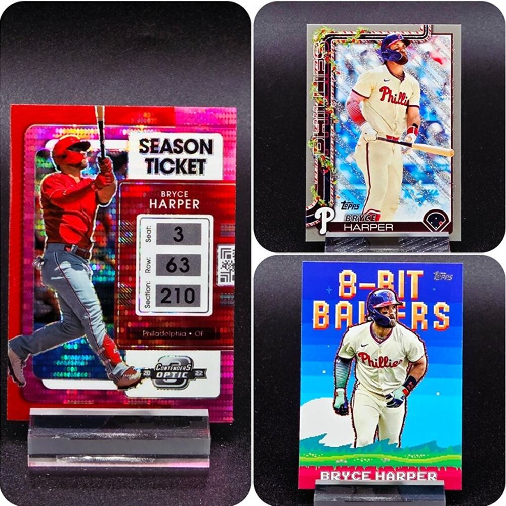Bryce Harper 8 Bit Pink Pulsar Holiday Silver Glitter Philadelphia Phillies Star